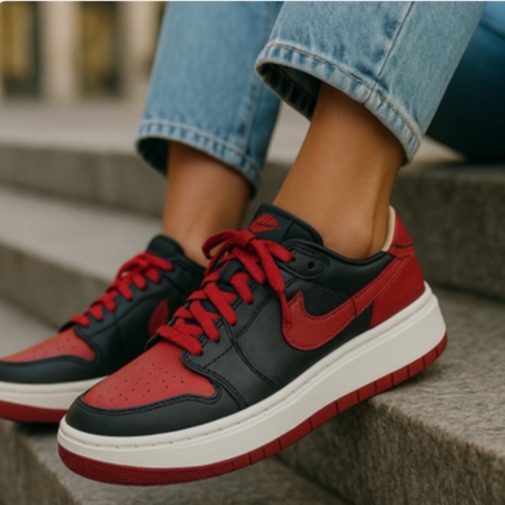 Nike Air Jordan 1 Low Elevate Bred Black White Red, Women’s Size 7